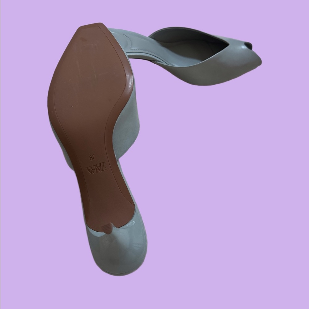 ๐ Zara - Pale Blue Peep Toe Heels - size 39 - Picture 6 of 6